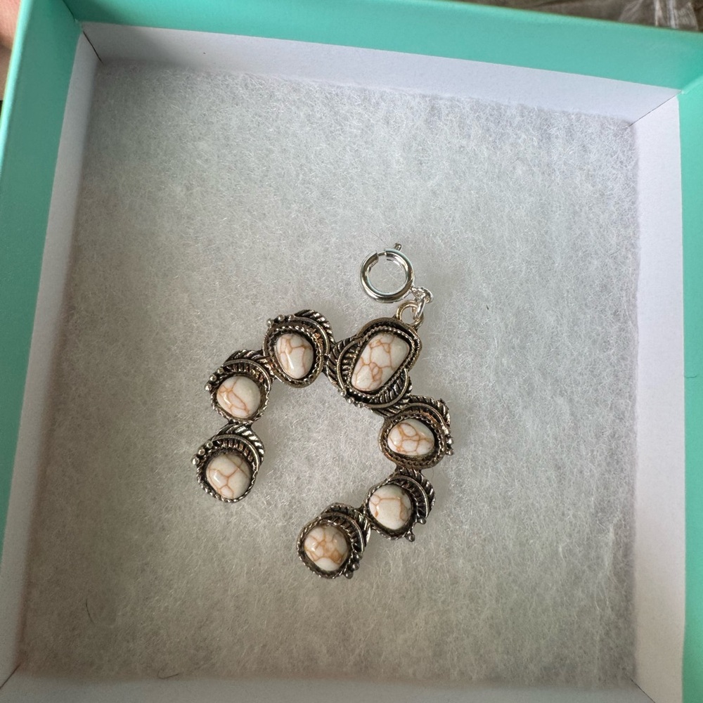 Jbloom Silver and Cream Stone Charm